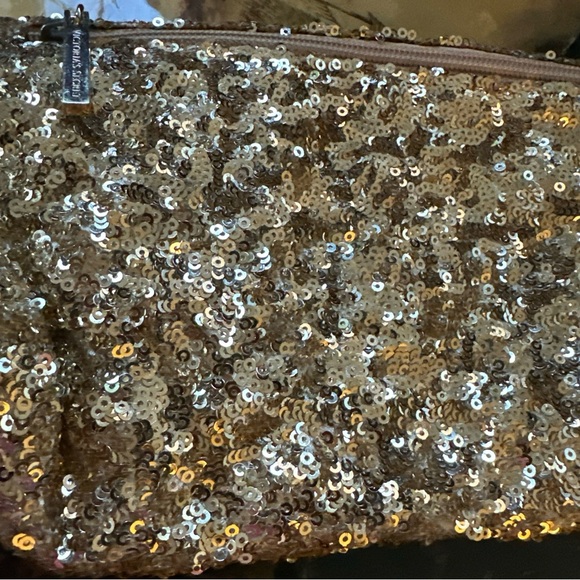 Victoria’s Secret Gold Sequin Clutch Purse Evening Hand Bag Shiny Zipper - Picture 10 of 15